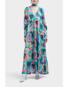 Charlie Silk Peasant Inspired Maxi Dress | Summer Majesty