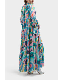 Charlie Silk Peasant Inspired Maxi Dress | Summer Majesty
