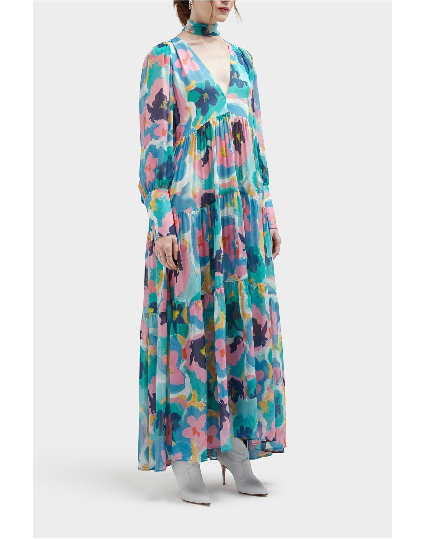 Charlie Silk Peasant Inspired Maxi Dress | Summer Majesty