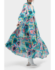 Charlie Silk Peasant Inspired Maxi Dress | Summer Majesty