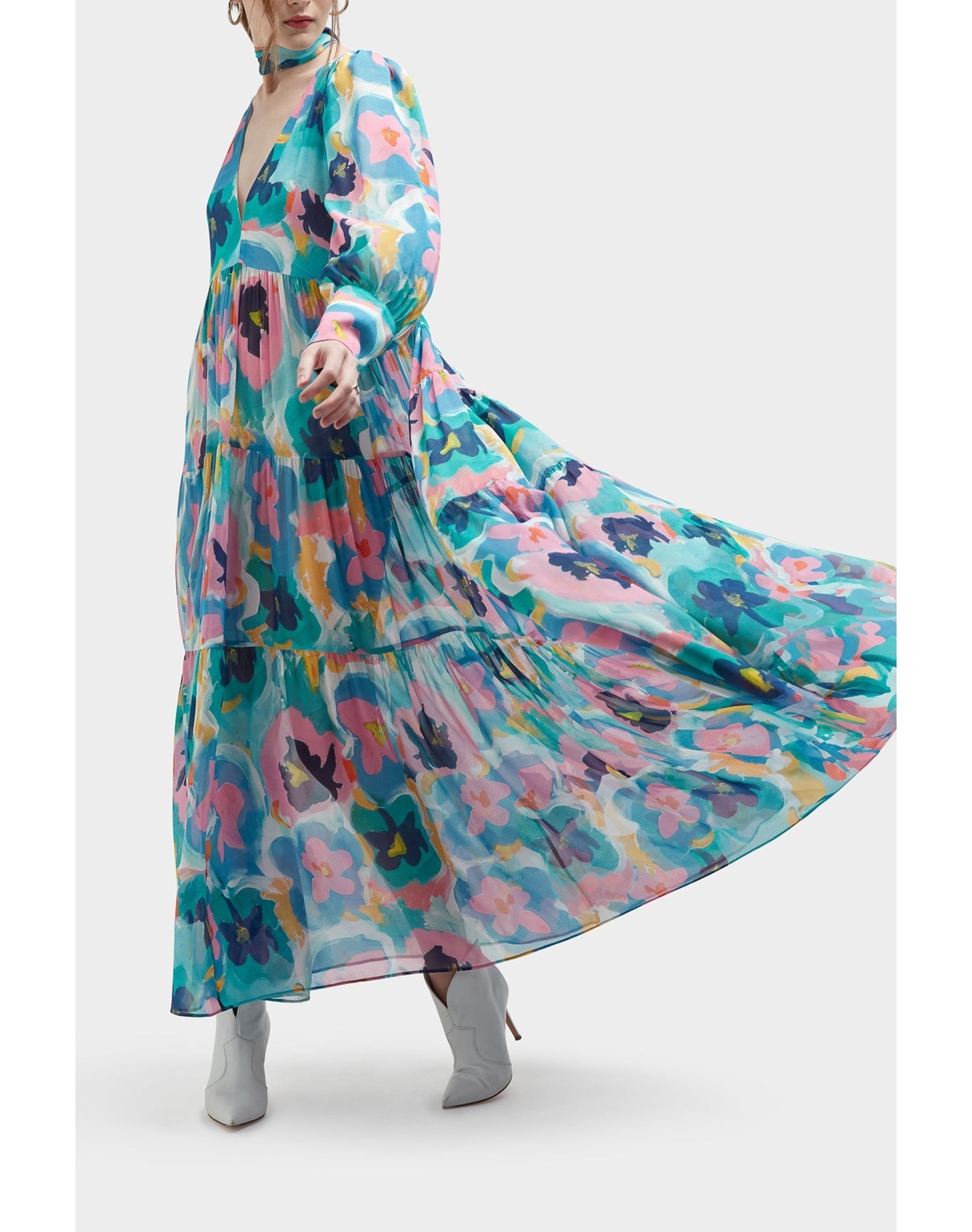 Charlie Silk Peasant Inspired Maxi Dress | Summer Majesty