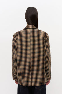 Check Wool Blazer | Chicory Coffee