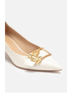 Chinese-Style Decorative Buckle High Heels | White