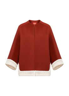 Chinese-style Wool Jacket | Claret