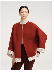 Chinese-style Wool Jacket | Claret