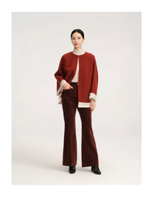 Chinese-style Wool Jacket | Claret