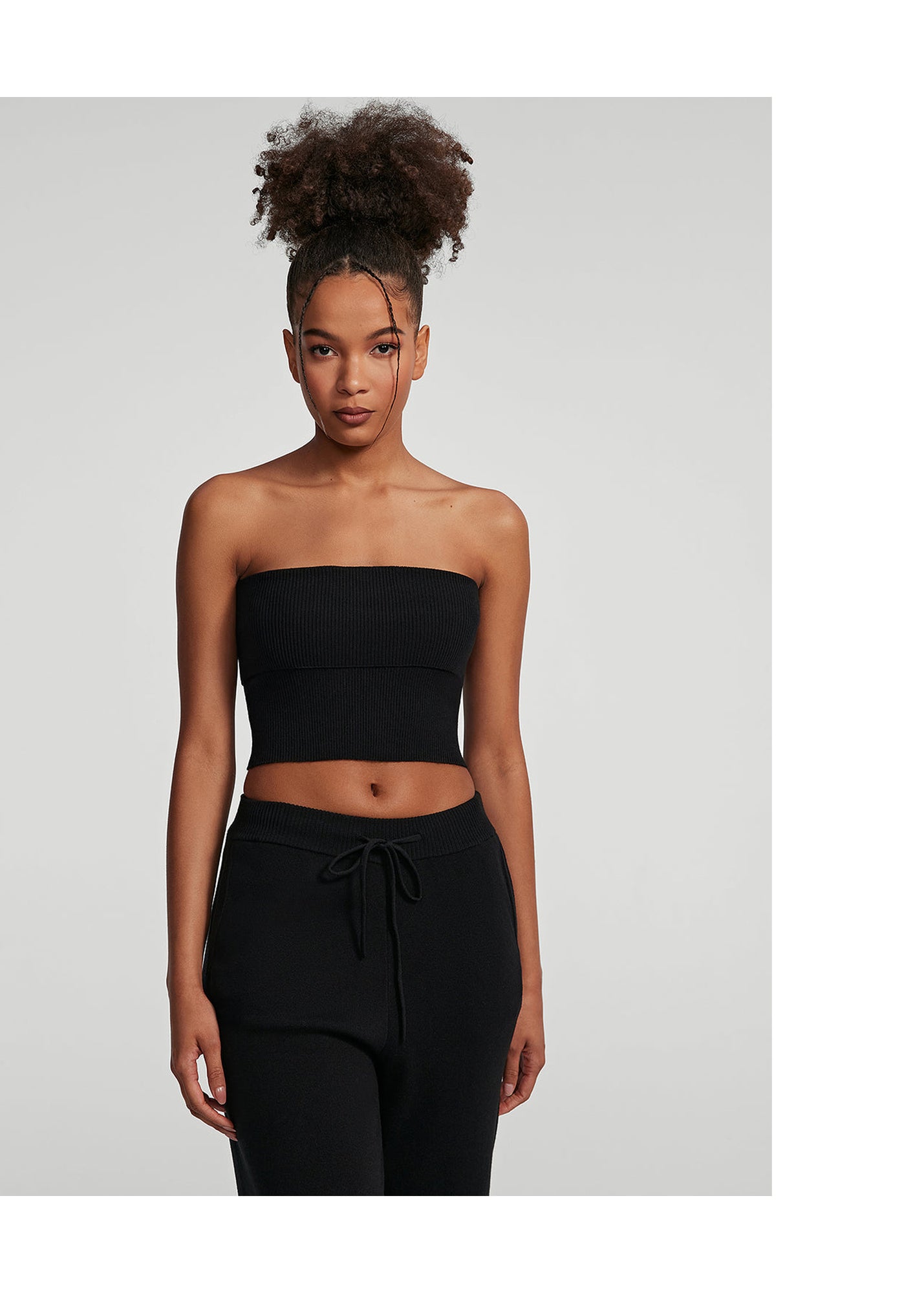 Chunky Knit Crop Top | Black