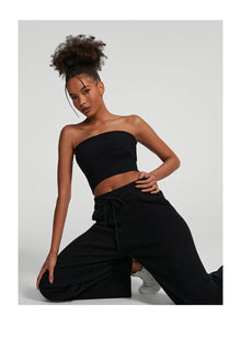 Chunky Knit Crop Top | Black