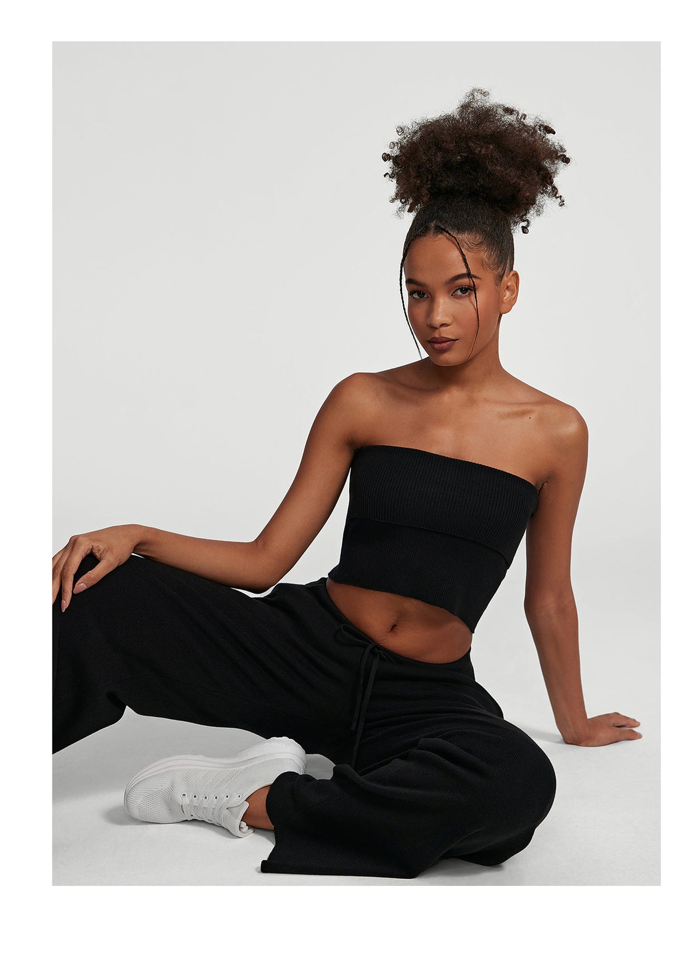 Chunky Knit Crop Top | Black