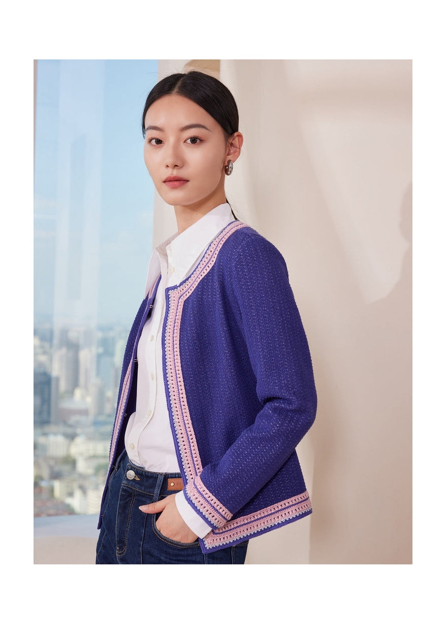 Classic Knitted Cardigan | Purple