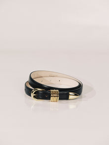 Mini Hollyhock Belt | Black & 24K Gold