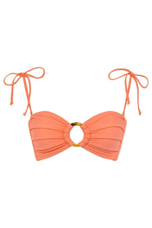 Tori Ties Bandeau Bikini Top | Coral