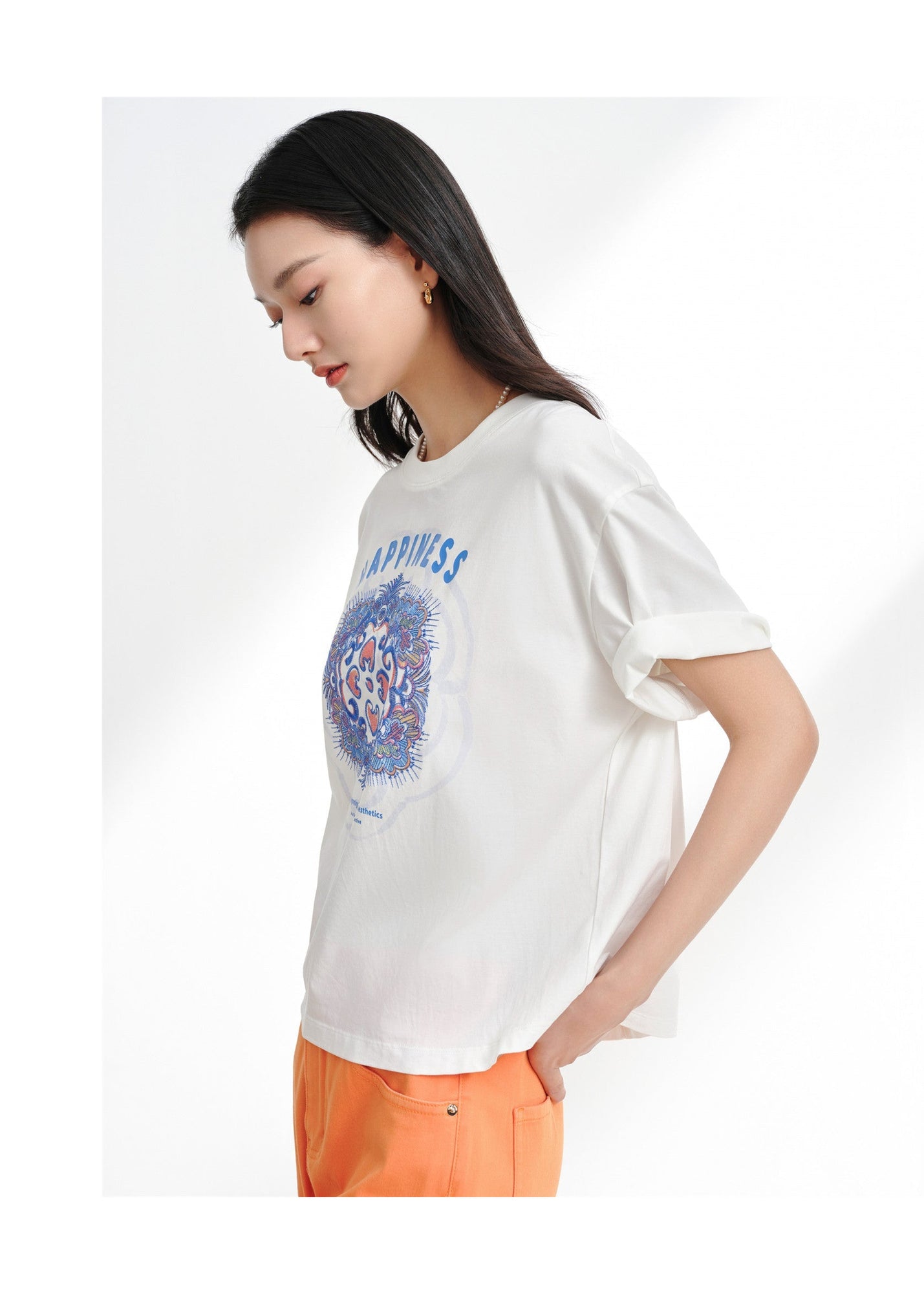 Cotton Embroidered T-Shirt | White