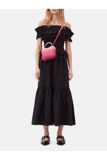 Cotton Poplin Maxi Flounce Skirt | Black