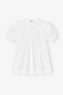Cotton Poplin Tie String Mini Dress | Bright White