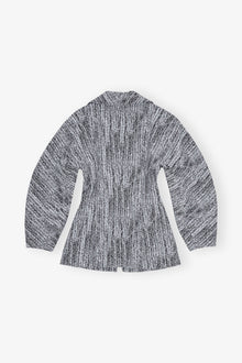 Cotton Tweed Curve Sleeve Jacket | Celestial Blue