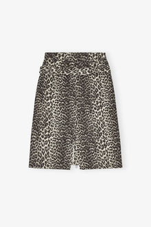 Cotton Tweed Midi Skirt | Leopard