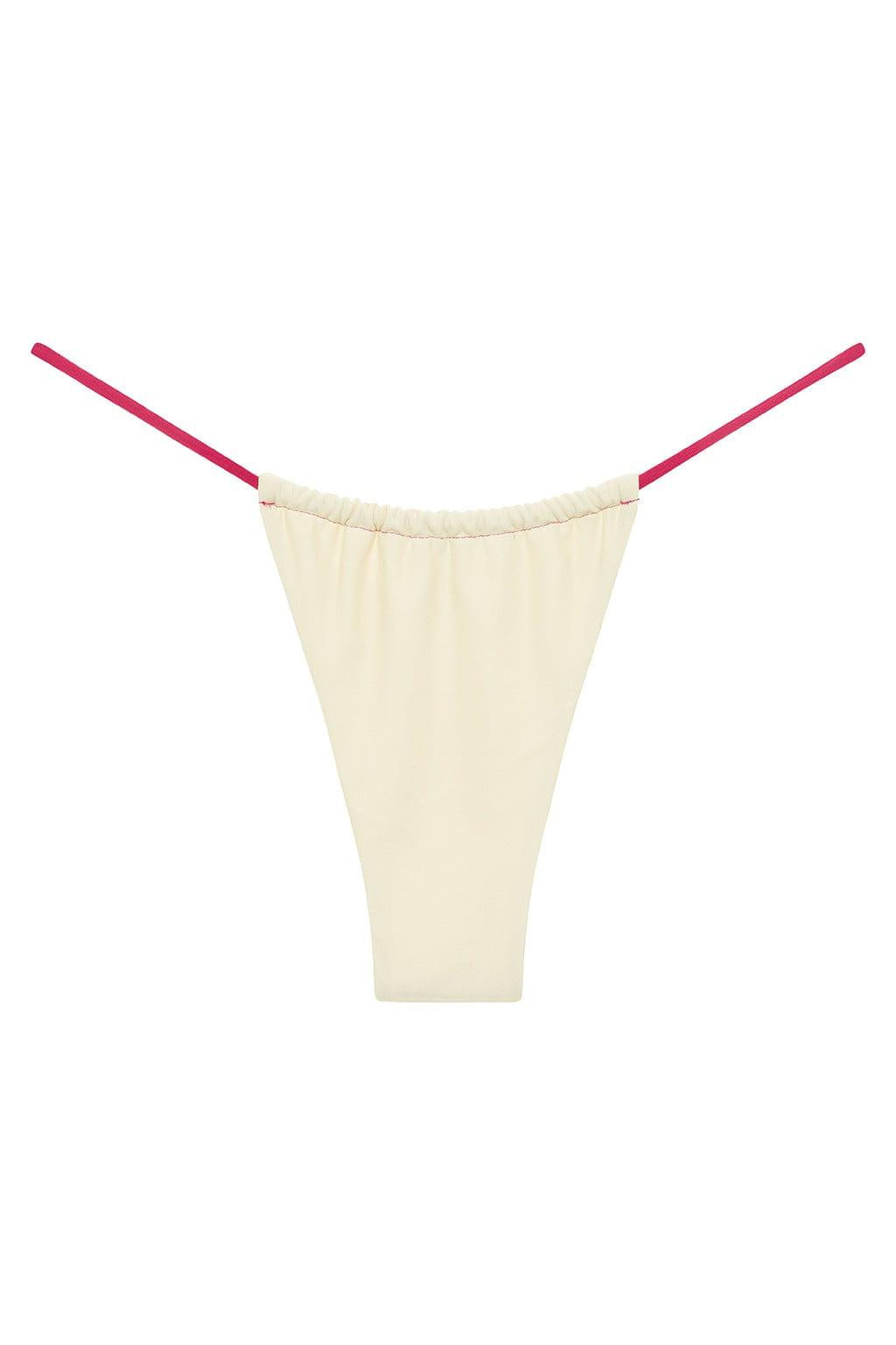 Brasil Single String Bikini Bottom | Cream Raspberry Binded