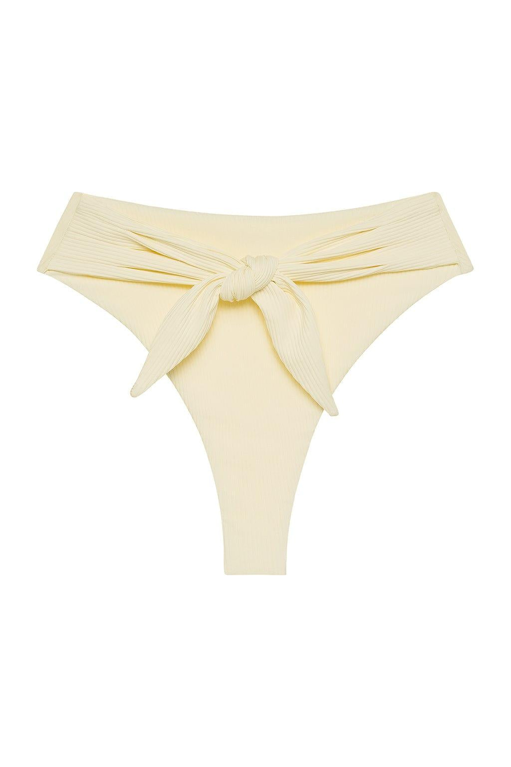 Paula Tie Up Bikini Bottom | Cream Rib