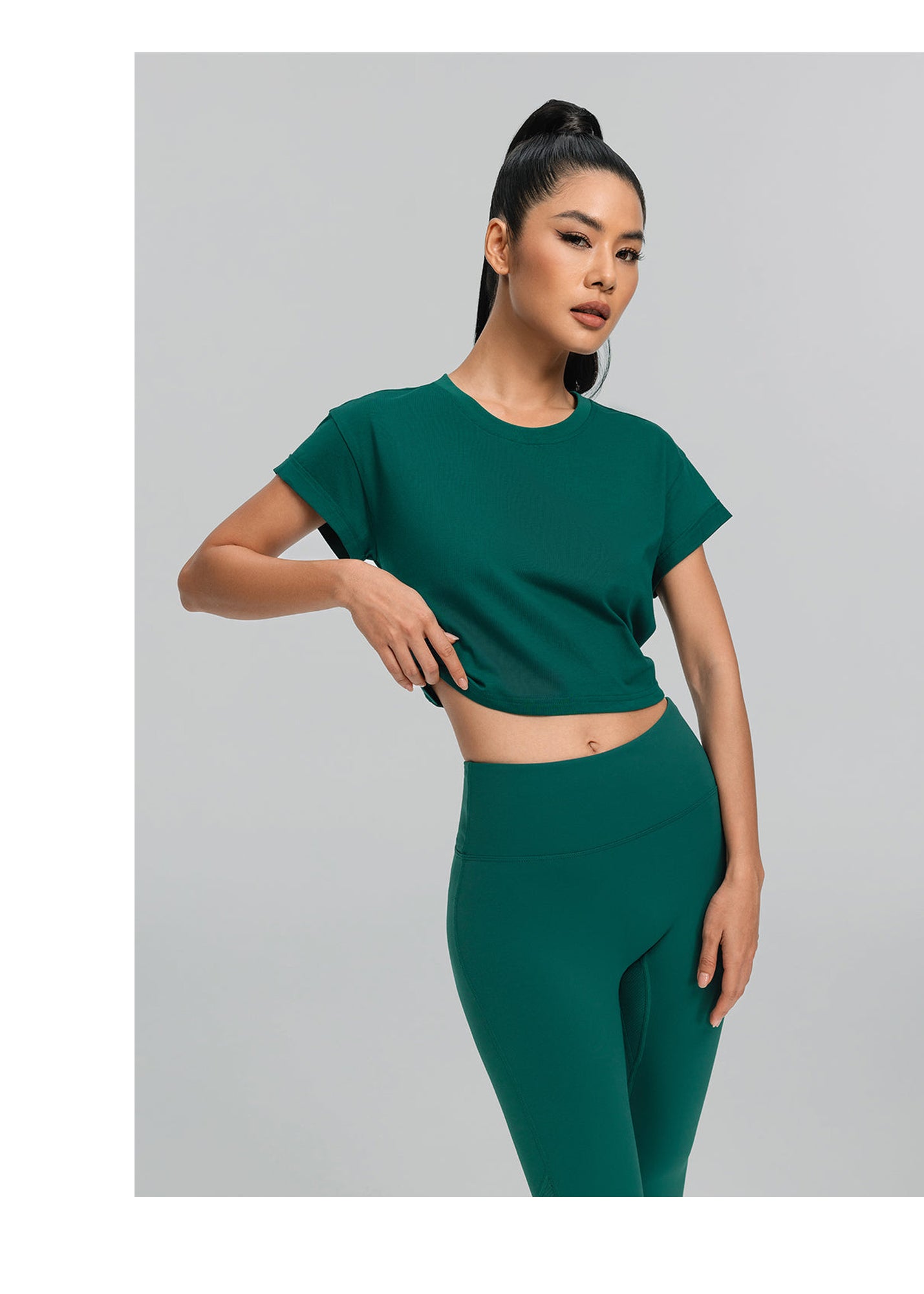 Cropped Cotton T-Shirt | Dark Moss
