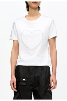 Cropped Heart T Shirt | Bright White