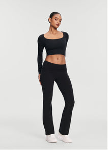 Cropped Round Neck Top | Black