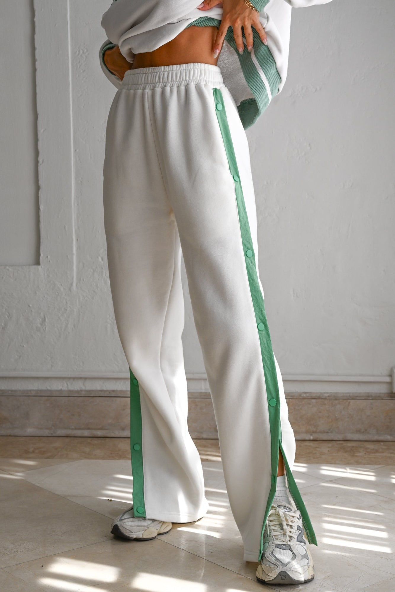 Tearaway Fleece Pants | White & Sage