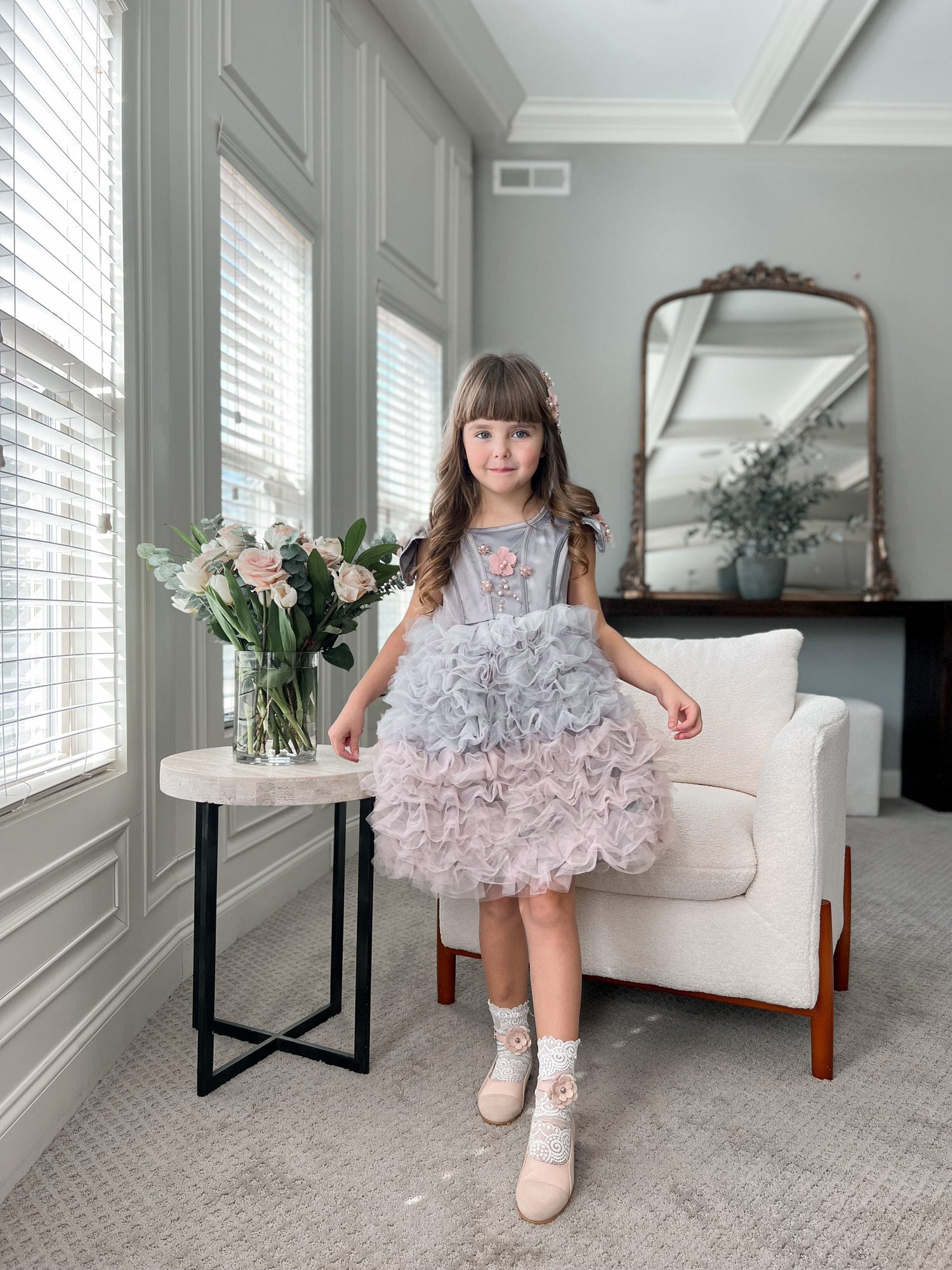 Mia Grey and Pink Ombré Cupcake Tulle Dress | Grey