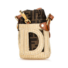 Fendi | Pre-Owned Nano Zucca Straw and Canvas Step Out Bag | Brown
