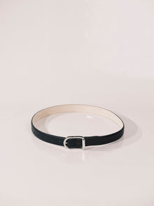 Mija Leather Belt | Black Pebble & Silver