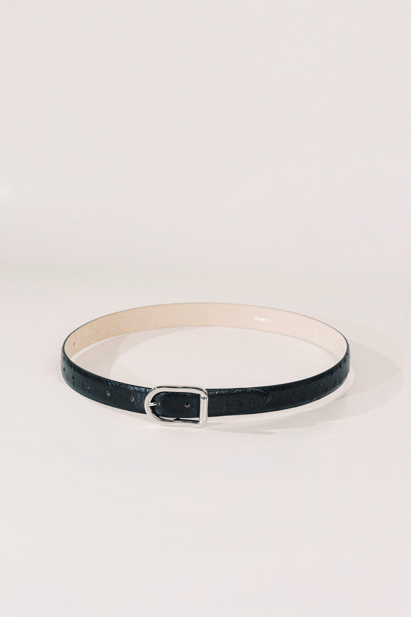 Mija Belt | Black Ostrich & Silver