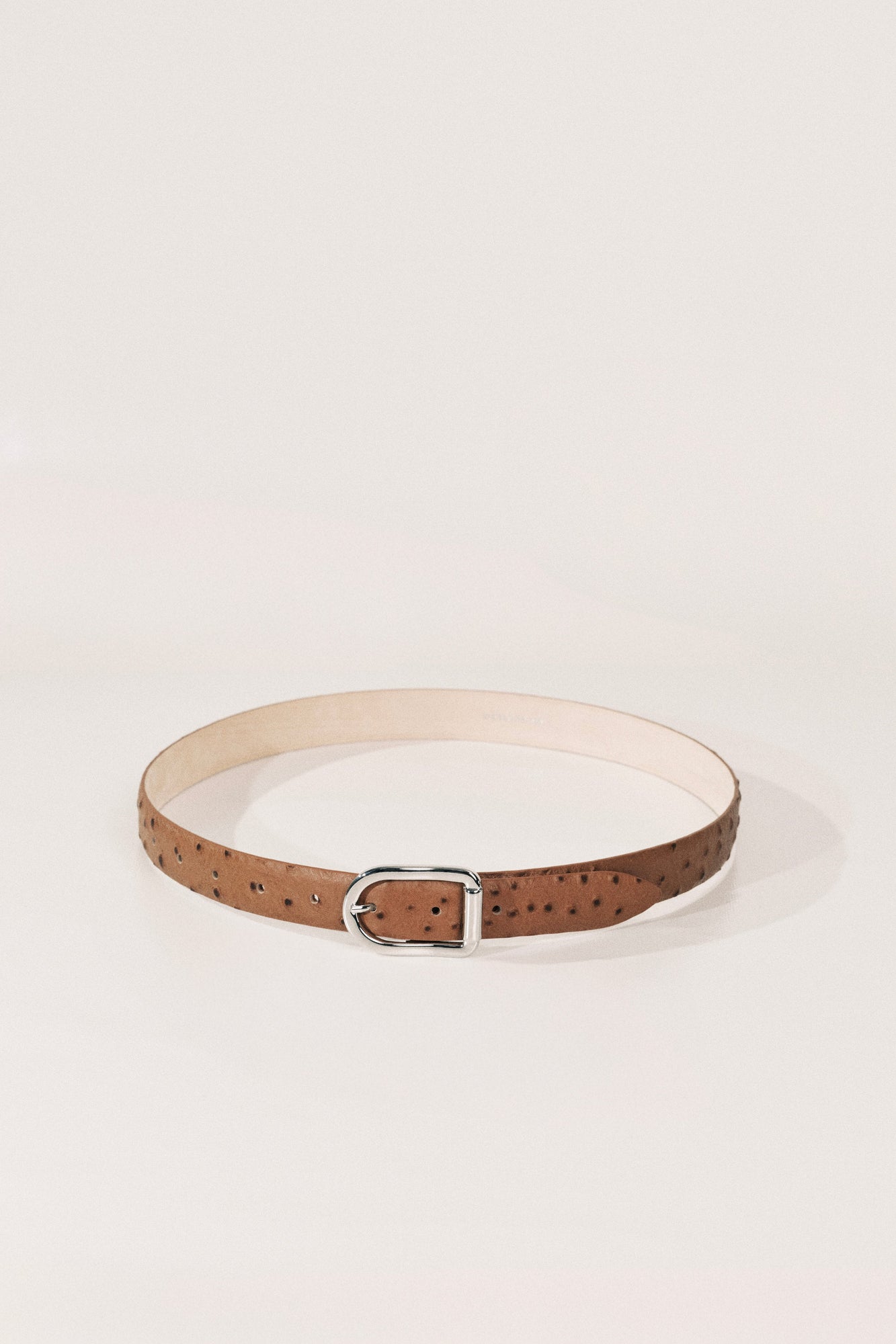 Mija Belt | Camel Ostrich & Silver