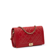 Chanel | Pre-Owned Lambskin Le Boy Wallet On Chain | Red