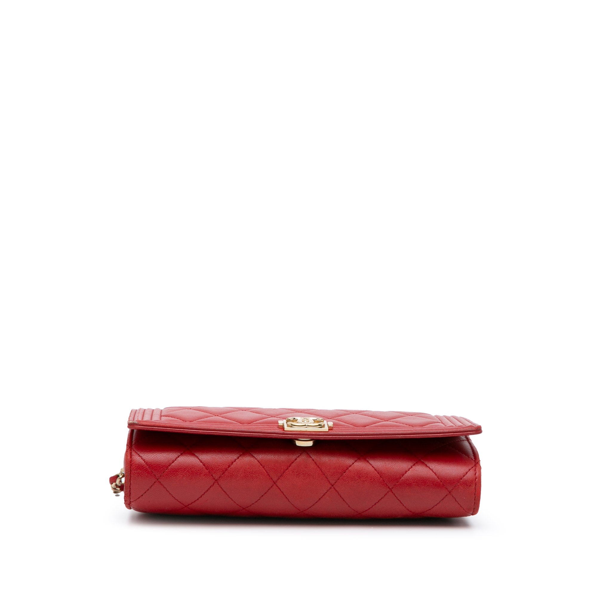 Chanel | Pre-Owned Lambskin Le Boy Wallet On Chain | Red