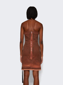 Rick Owens DRKSHDW | Splintered Stretch Denim Bustier Dress Terra | Brown