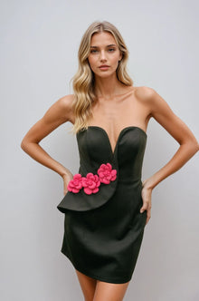 ONE33 SOCIAL | The Zoey Black Strapless Mini Dress | Black / Pink