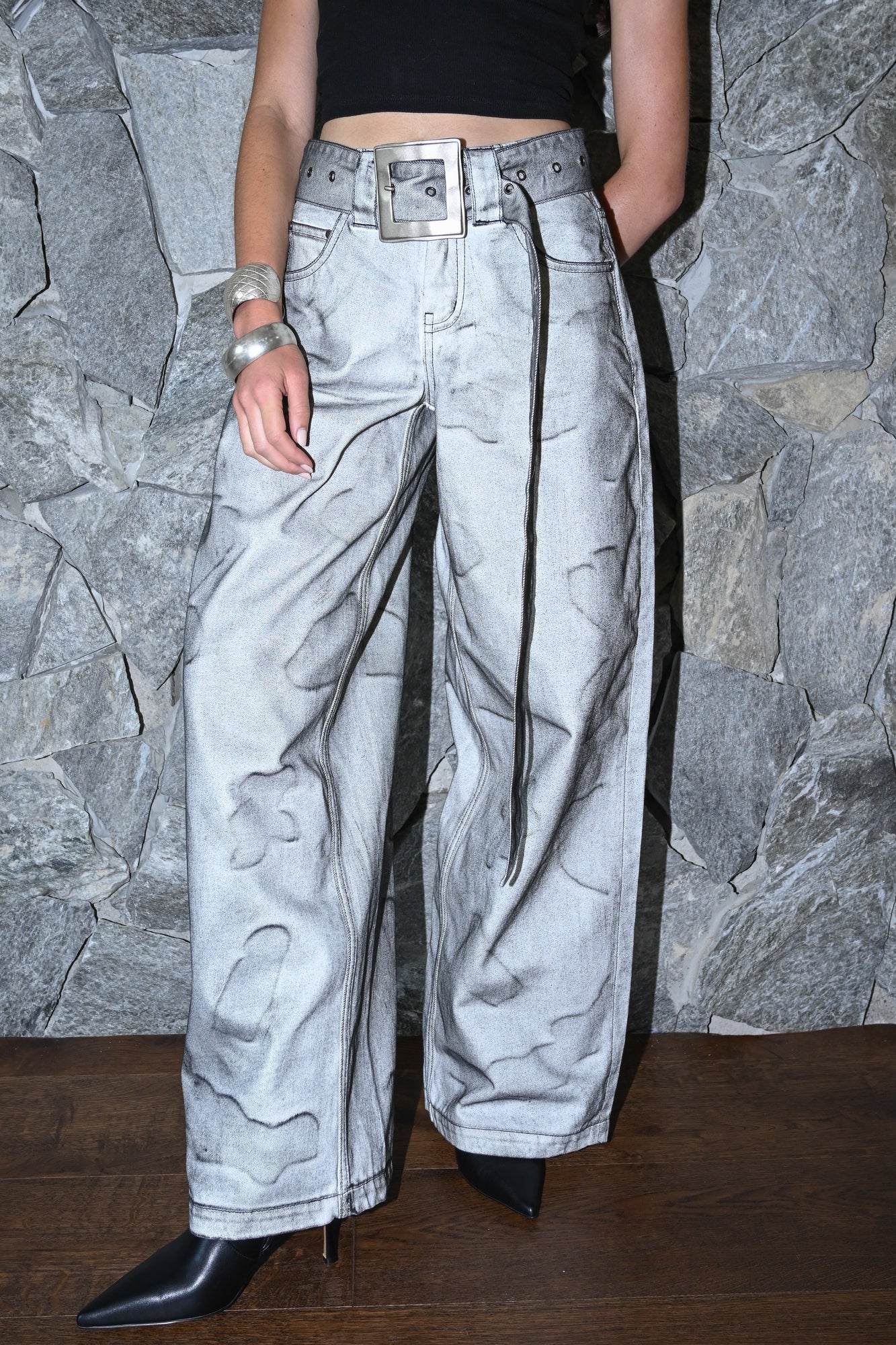 Faria Belted Jeans | Grey