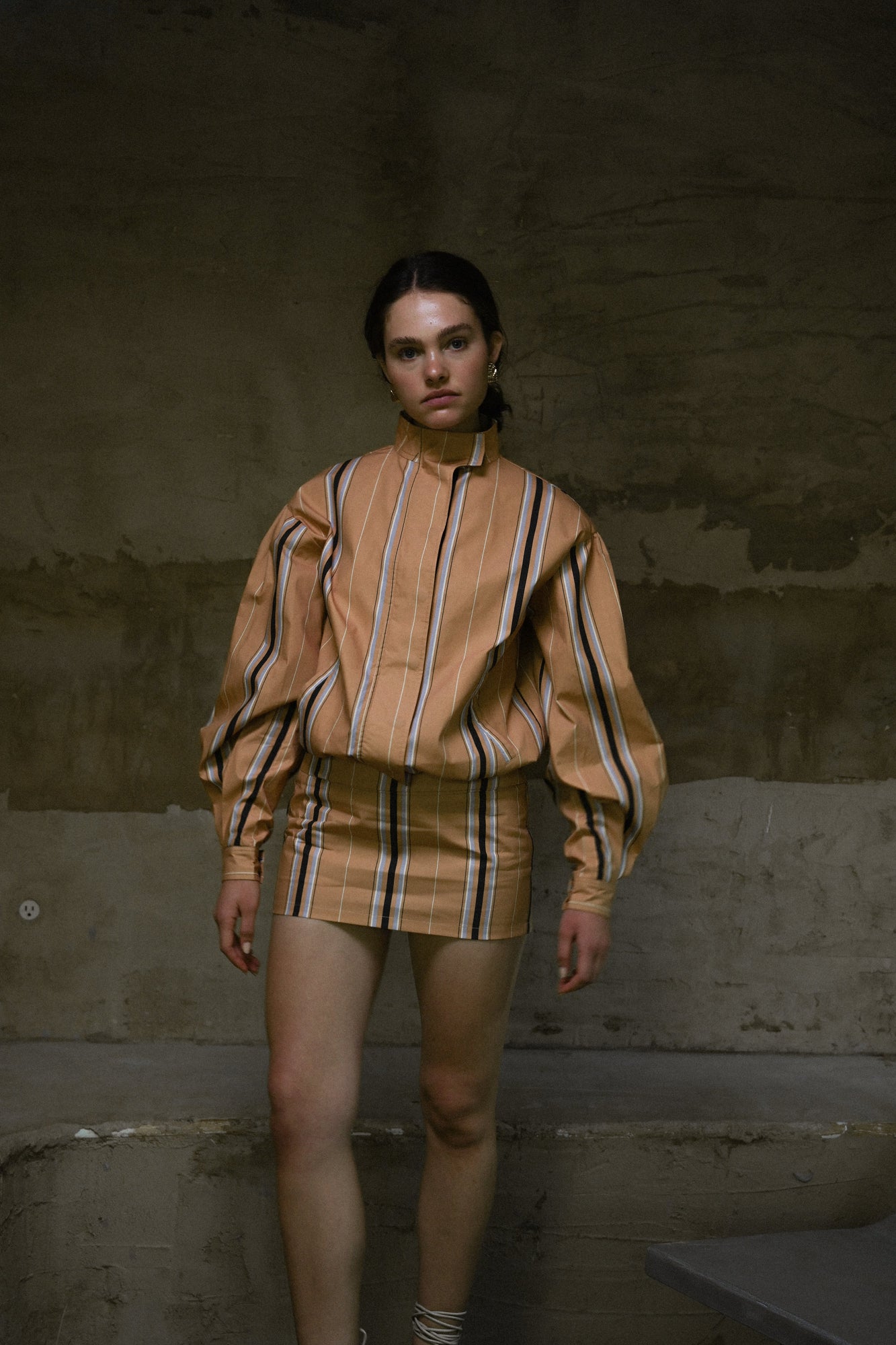 Owen Cotton Skort | Camel Striped