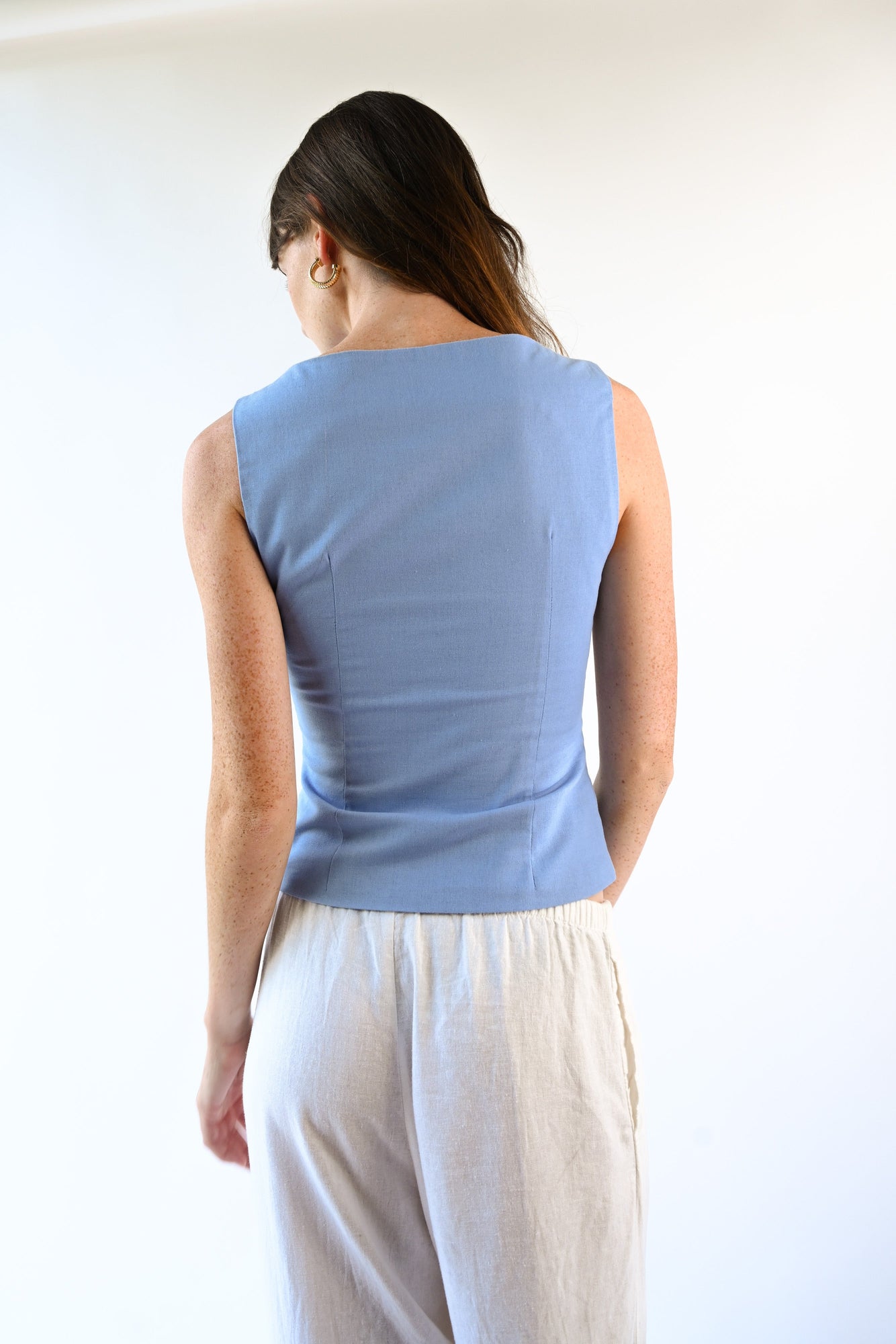 Marie Linen Tank | Blue