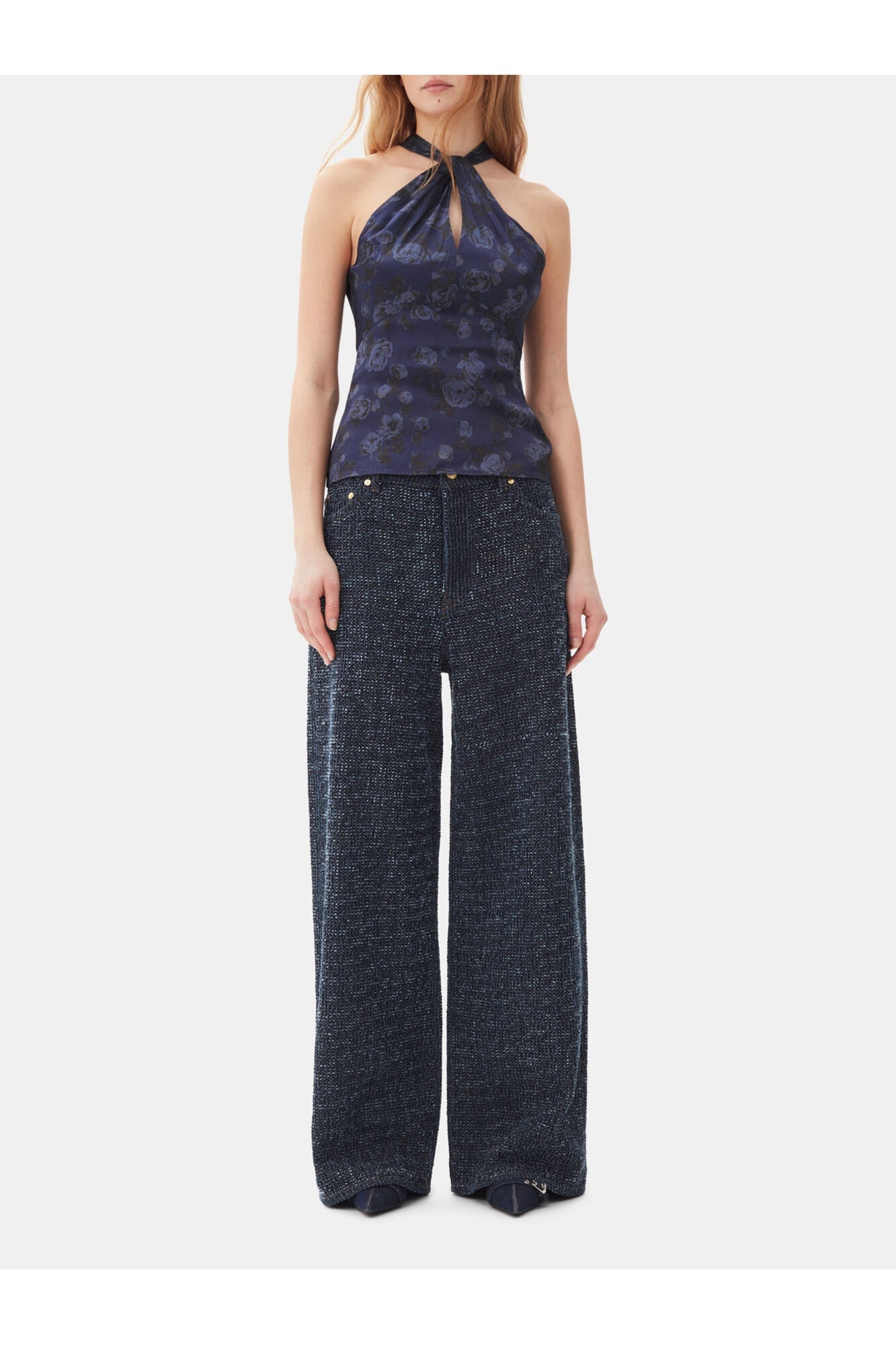 Dark Blue Textured Jeans | Rinse