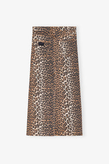 Denim Maxi Slit Skirt | Leopard