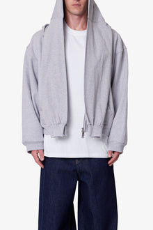 Double Layer Sleeve Scarf Hoodie | Grey