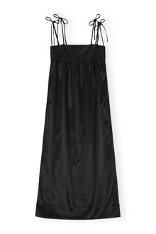 Double Satin String Long Dress | Black