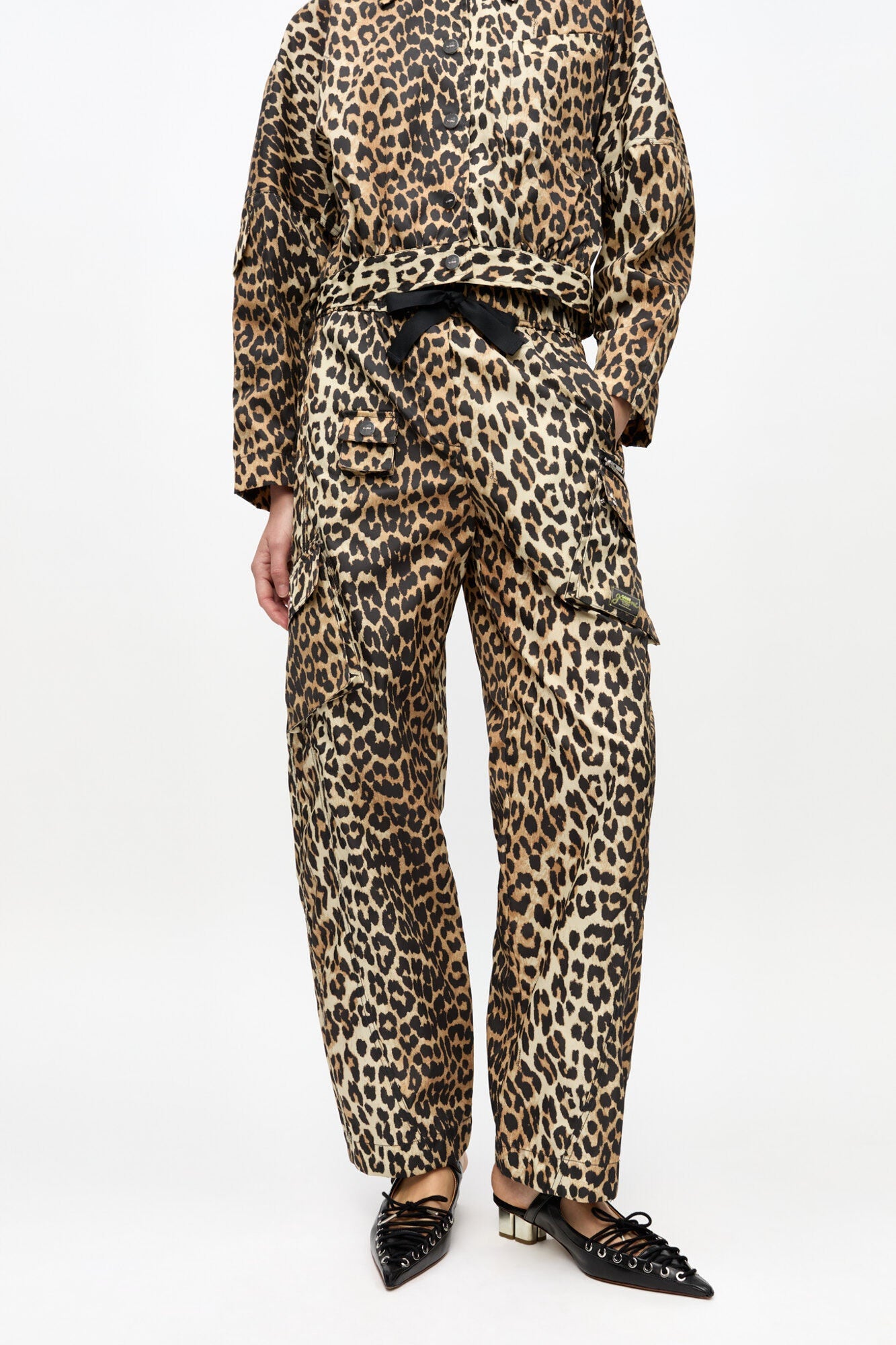 Duchesse Nylon Cargo Trousers | Leopard