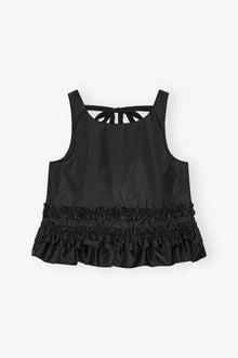 Duchesse Nylon Frill Top | Black