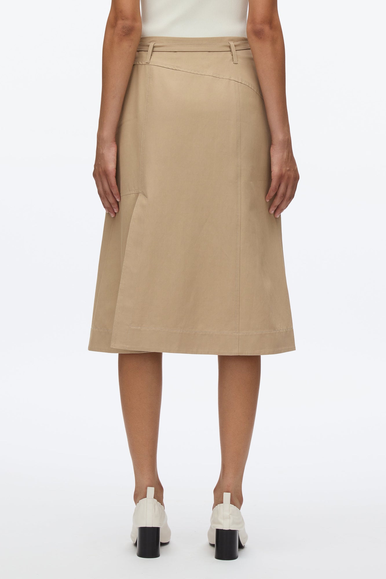 Utility Skirt with Zip Chiffon Godet | Khaki