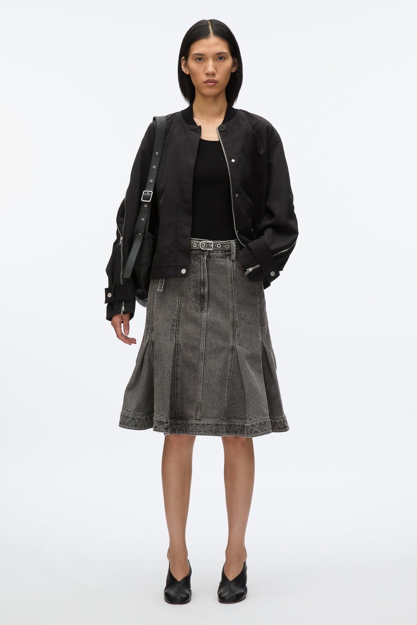 Zip Cocoon Back Bomber Jacket | Black