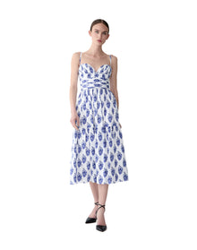 Spaghetti Strap Bustier A-Line Midi Dress
