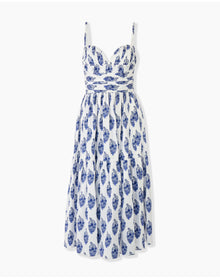 Spaghetti Strap Bustier A-Line Midi Dress