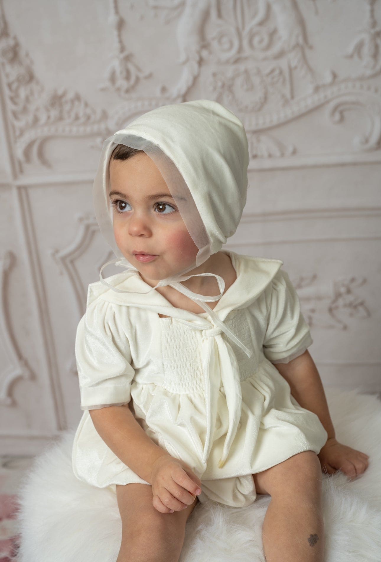 Helenus Ivory Velour Bonnet | Ivory